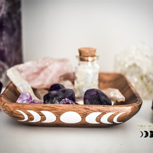 Moon Phase Wood Trinket Bowl - Bowl for Crystals - Altar Tools - Altar Bowl - Gift for Her - Witchy - Moon Decor