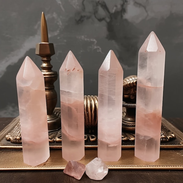 Natural Rose Quartz Tower Point-Pink Gemstone Tower-Crystal Obelisk Wand-Chakra Tower-Polished Healing Crystal Home Decoration