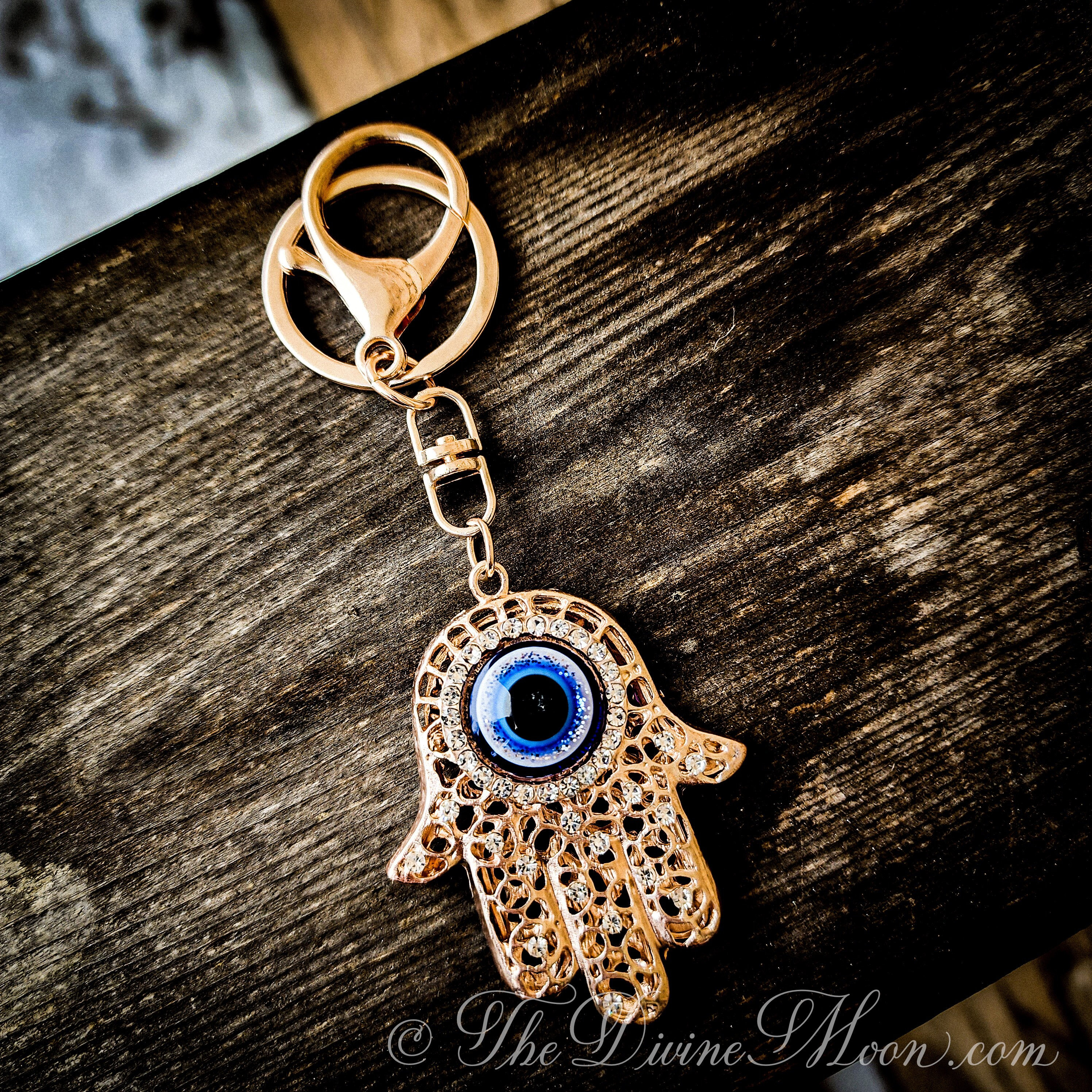 Powerful Evil Eye Rhinestone Hamsa Hand Keychain Warding Protection From Others Powerful Evil Eye Keychain Decor Etsy Canada
