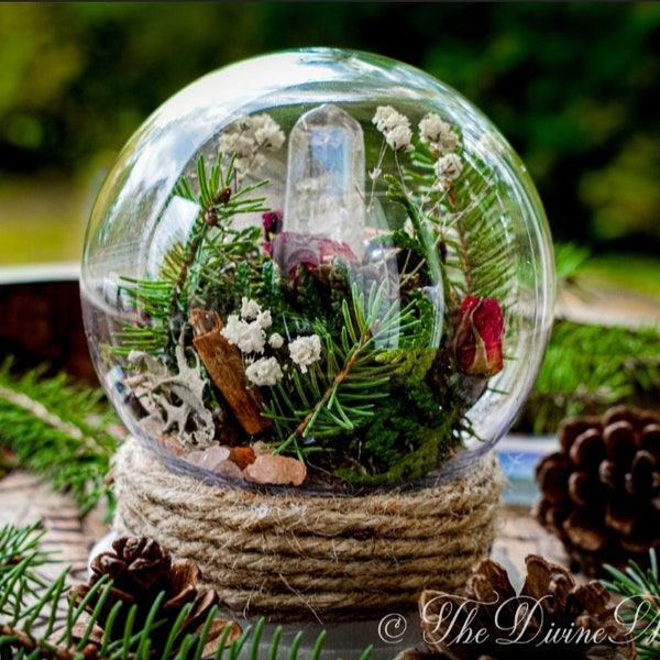 Crystal Yule Christmas Globe - Home Blessing Ball - Home Protection Ball - Protection From Evil & Negativity - Warding - Spell - Witch ball