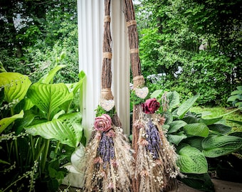 Love Wedding Broom, Life Size Crystal Altar Witch Broom / Besom, Protection, Warding, Altar Tools, Aura Quartz Druzy, Jump the Broom,
