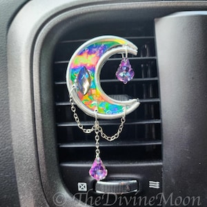 Moon Crystal Car Vent Clip Charm, Moon Dreamcatcher Car Vent Clip, Car Decor, Moon Decor, Car Vent Decor, Car Clip Freshener, Luxe Car Decor