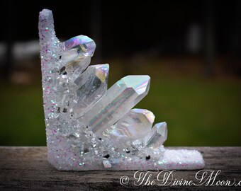 Aura Quartz Crystal Cluster for Corner way, Crystal Corner, Doorway Corner Decor, Window Decor, Unique, Gifts one of a kind, Crystal Healing