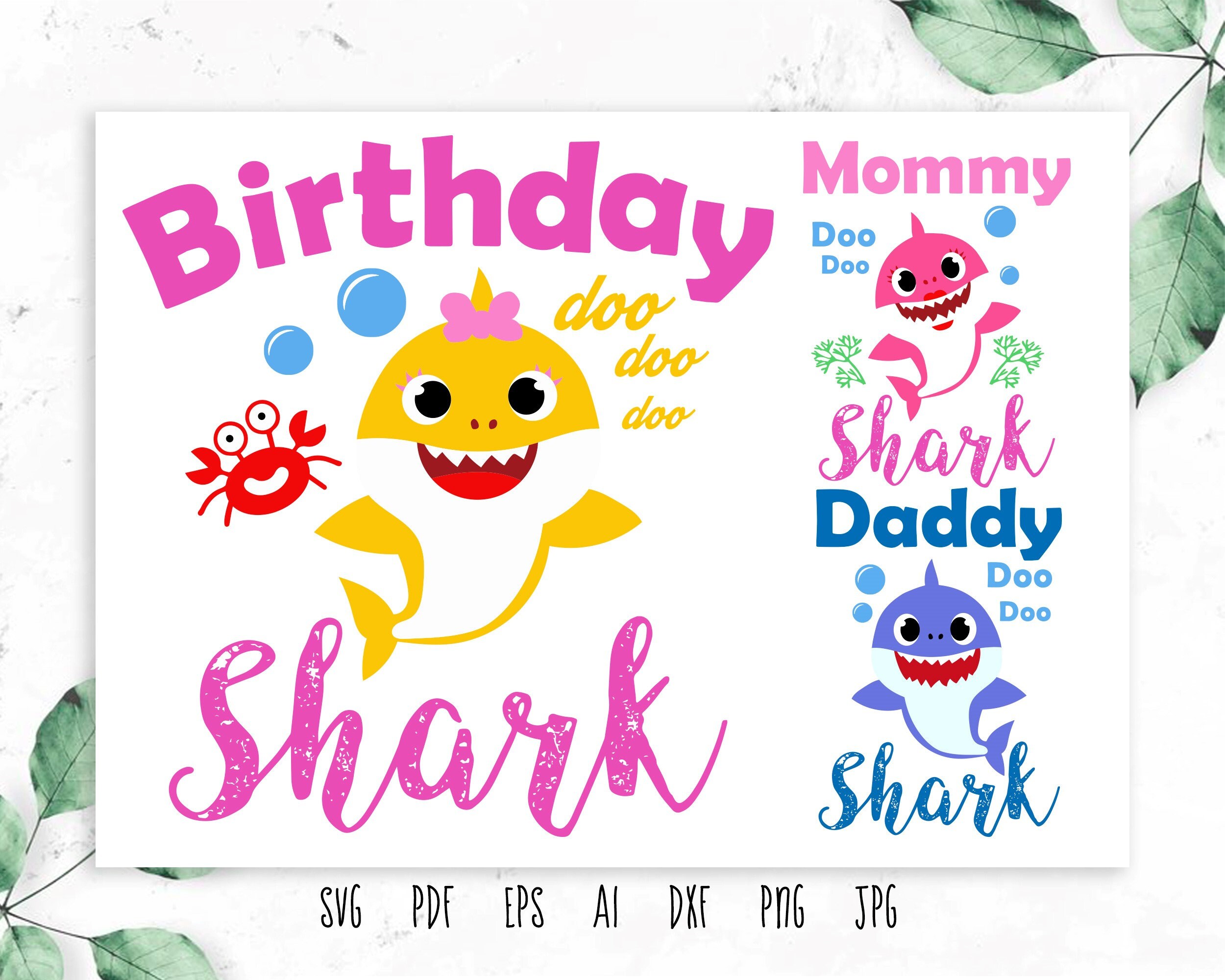 Download Family Shark SVG Cutting Files Bundle Sharks Daddy Shark ...