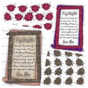 Zu meiner Tochter, Decke Bundle, vier Dateien, Leopard, Farbe, Spritzer, ClipArt, Geschenk, Weihnachten, Kind und Erwachsene, hell, neutral, Zeichen, Geschenk
