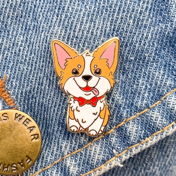 Pembroke Welsh Corgi Hard Enamel Pin, Corgi Lover Gift, Dog Enamel Pin, Cute Gift for Dog Lover, Bags and Clothing Accessories