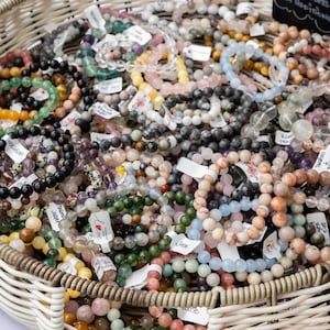 Mystery Grab Bag of Natural Genuine Gemstone Bracelets, Stretchy Elastic Bracelets, Birthstone Handmade Healing Protection Crystal Bracelets