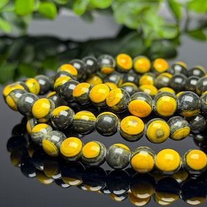 Natuurlijke 7 mm zwarte en gele jaspis armbanden