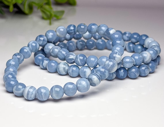 RARE High Quality Owyhee Blue Opal bracelets - 7mm beads