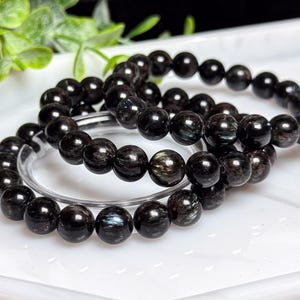 Natural 9mm Arfvedsonite Bracelets - Astrophyllite Firework Stone - Garnet in Arfvedsonite