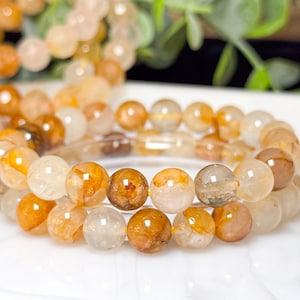 Hochwertiges Golden Healer Quarz 8 mm Armband - 6 mm Halsketten - 8 mm facettierter Golden Healer Kristall