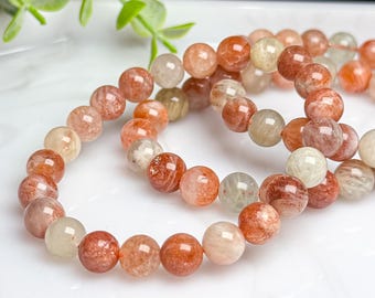 Natural Arusha Sunstone Bracelets - Sunstone Cubes - 8mm Size Beads