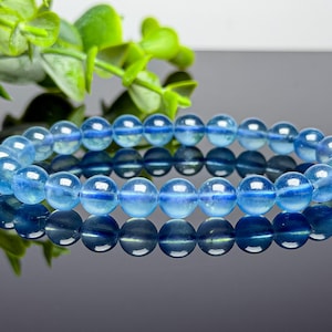 Certified GRADE AAA+ Devil Blue Aquamarine Bracelets - Certificate included - Ultra High Quality 7mm Natural Aquamarine