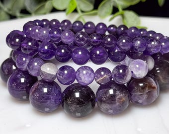 Echtes Amethyst Armband, dunkelvioletter Edelstein, Heilende Kristalle