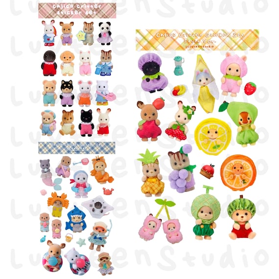 Cute Calico Critter Matte Sticker Sheets for phonecases lap tops Kpop decos and more!
