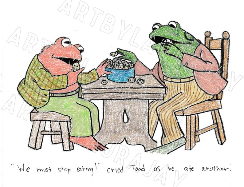 Frog and Toad Eating Cookies | Etsy