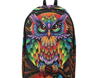 Children Creative Owl Backpack Cute Purple Ethnic Patchwork Owl Backpack Bag 