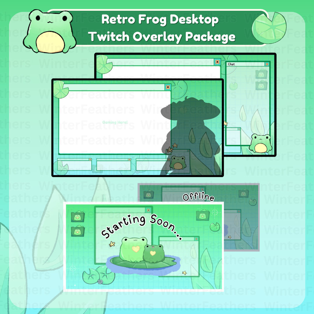 Animated Cute Frog Twitch Overlay Package, Animated Intermissions ...
