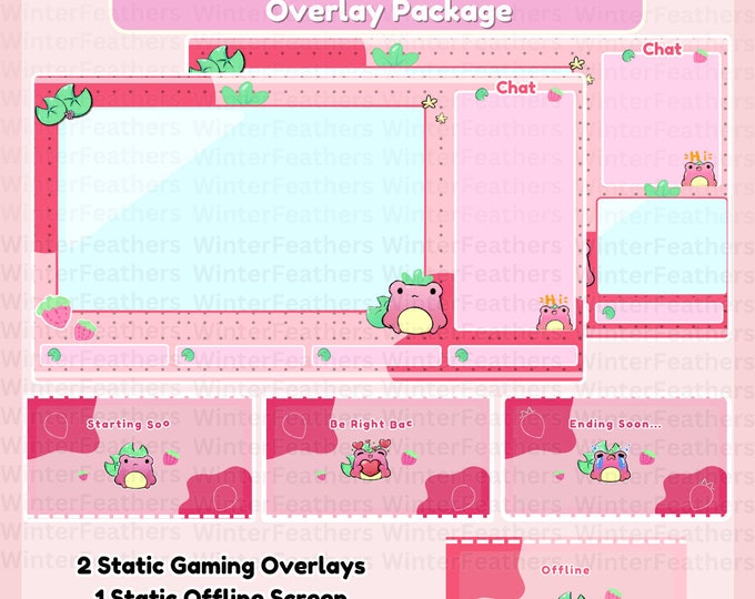 Strawberryfrog Animation Animated Cute Strawberry Frog Twitch Overlay Package, Animated ...