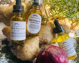 Hair Oil Bundle: Infused oil Rosemary, Nettle, and Onion