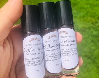 Dark circles and under eye bags  , Coffee Serum. 100% Natural. 10 ml. Roll on.