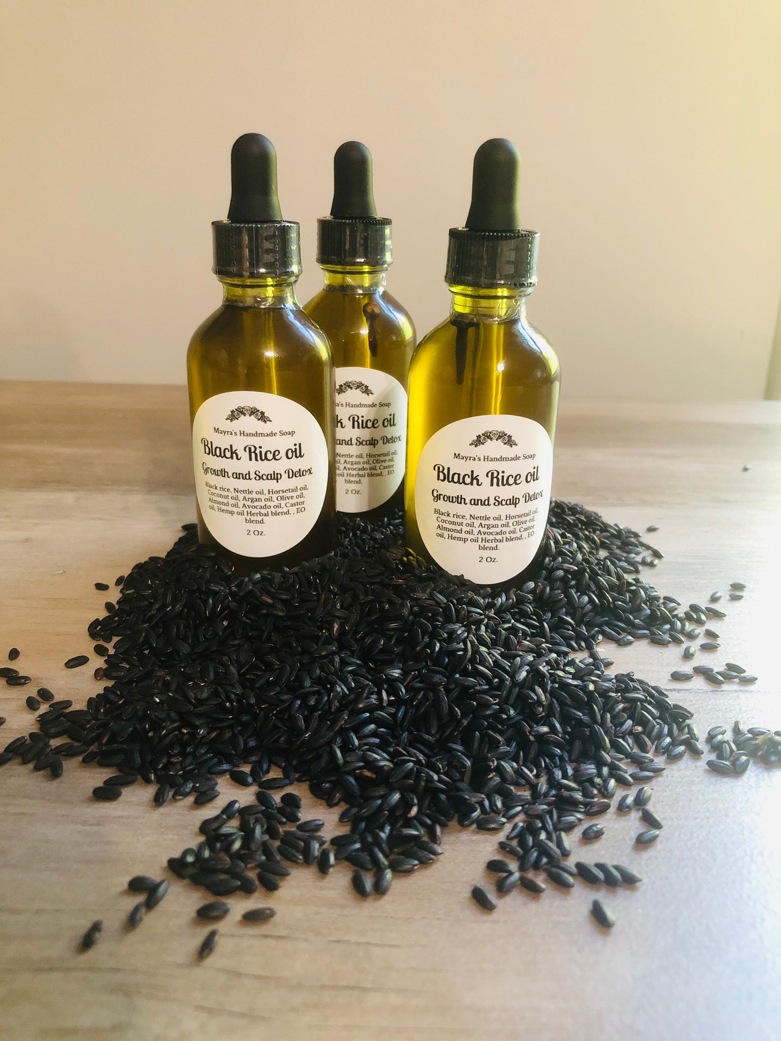 Black rice oil hair oil 100 Natural Scalp Detox Etsy