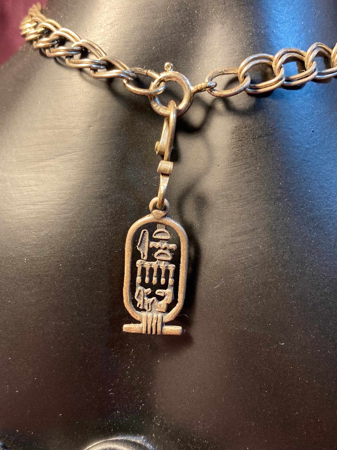 Vintage Egyptian Hieroglyph Clasp Weight, Necklace Counterweight