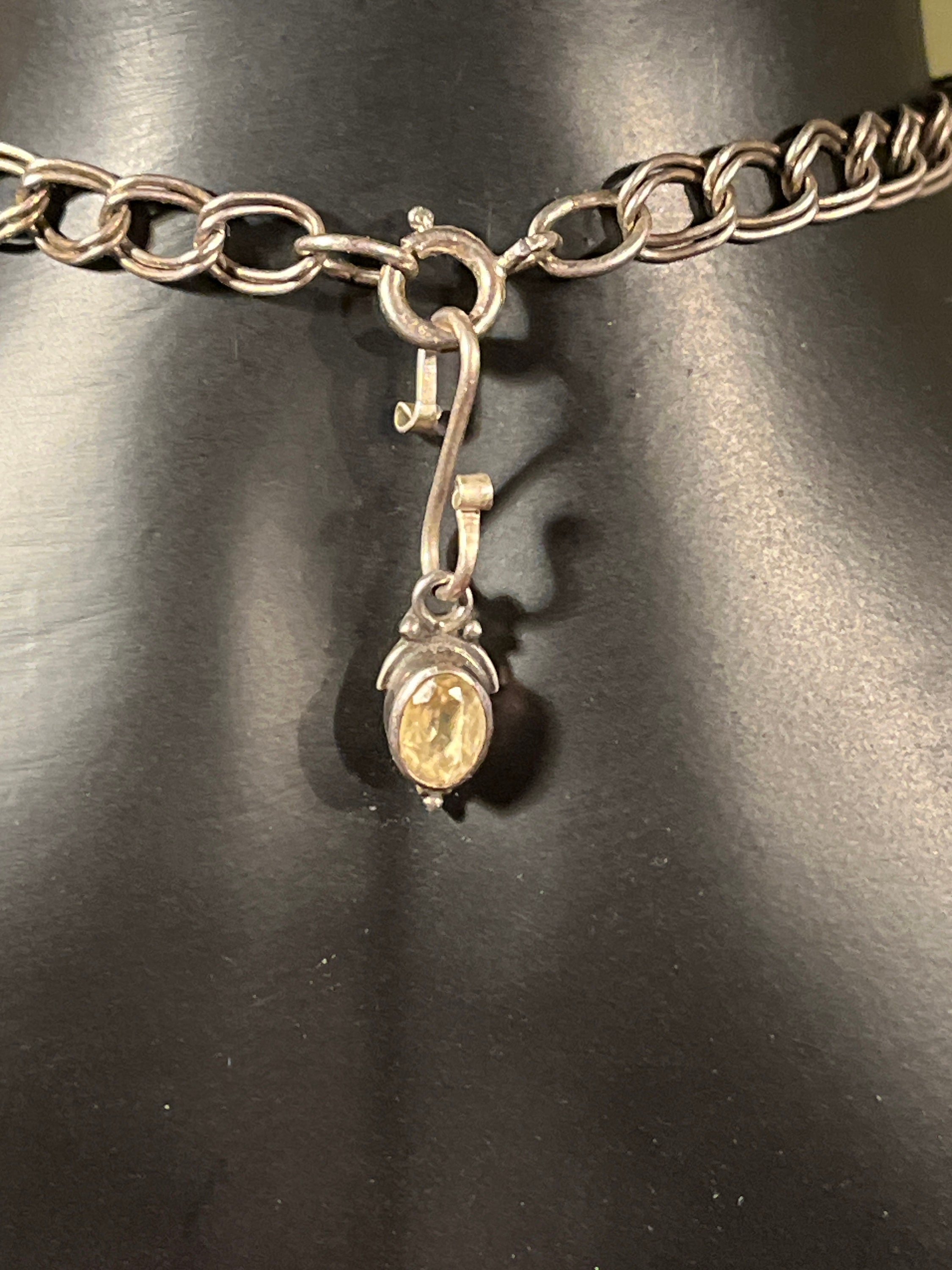 Vintage Sterling Silver and Citrine Clasp Weight, Necklace