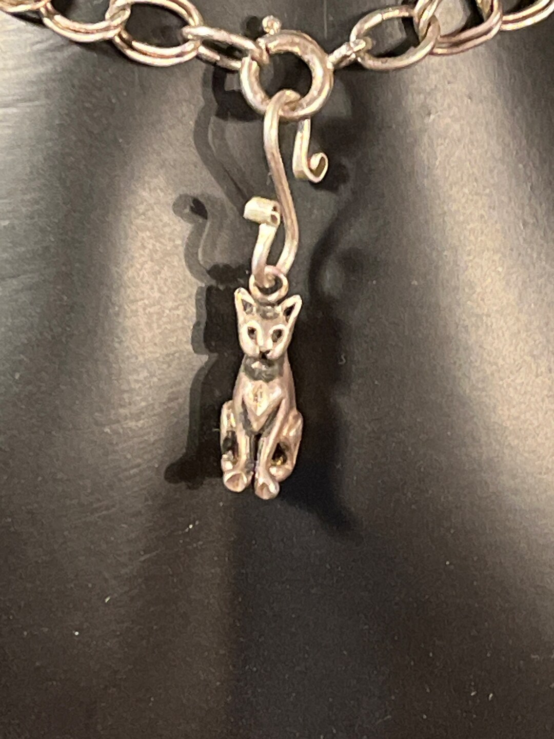 Vintage Sterling Silver Spooky Cat Clasp Weight, Necklace Counterweight