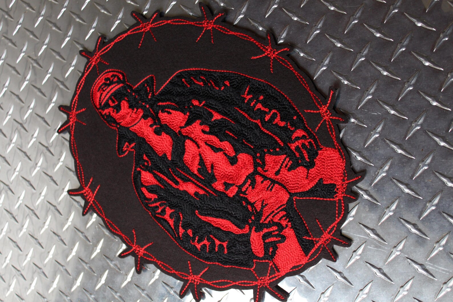 Barbed Wire Biker [back Patch] - Etsy