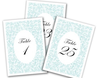 Blue Table Numbers 1-25 | Table Numbers for Wedding Type Events | Table Number Cards | Double Sided Premium Quality Paper Table Number Set