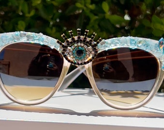 Money and magic Blue topaz third eye sunglasses