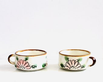 Vintage Soup Mugs || Flower Mugs || Vintage Mugs || Vintage Kitchen || Large Mugs