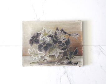 Vintage Flower Painting || Vintage Oil Painting || Vintage Painting || Framed Oil Painting || Boho Wall Decor || 1980s Decor || 1970s Decor