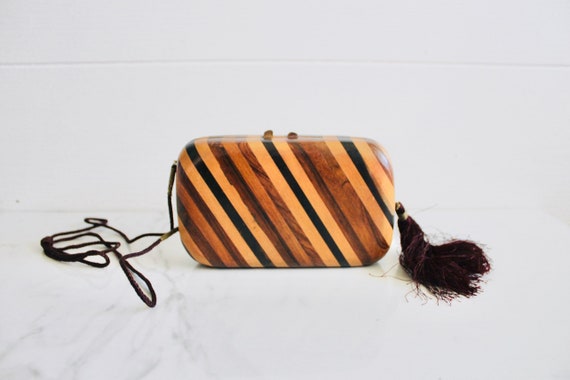 Boho Wood Purse || Vintage Purse || 1970’s Purse |