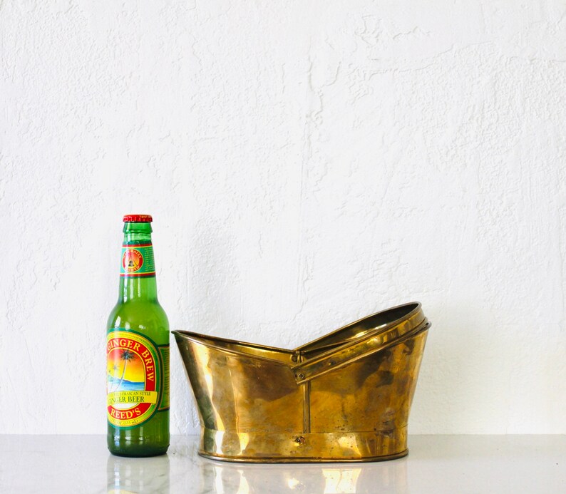 Vintage Planter Vintage Brass Basket Farmhouse Decor Indoor Planter Boho Decor Brass Planter Vintage Brass Planter