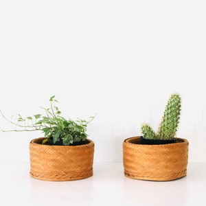 Minimalist Bamboo Basket || Vintage Planter || Boho Basket || Vintage Planter || Minimalist Decor || 1970’s Basket || Minimalist Planter