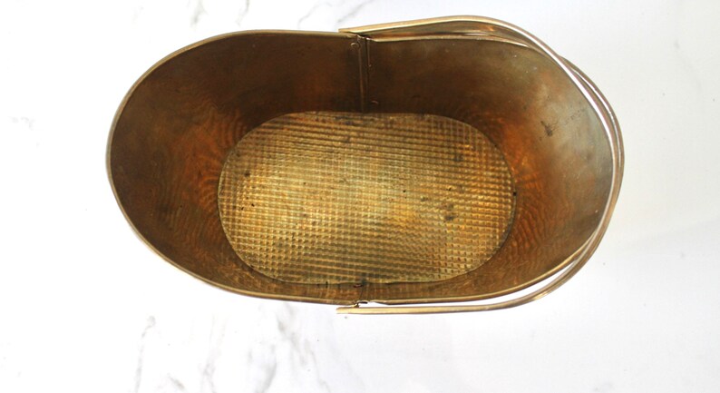Vintage Planter Vintage Brass Basket Farmhouse Decor Indoor Planter Boho Decor Brass Planter Vintage Brass Planter