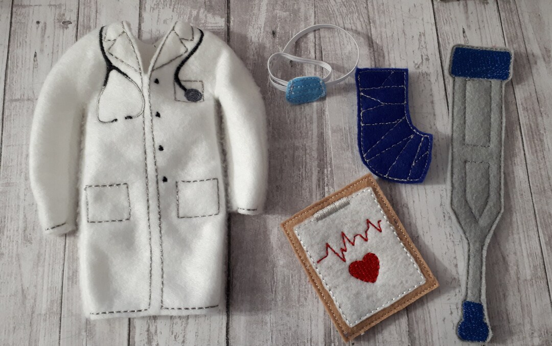 Doctor Outfit Crutch Cast Chart Mask Elf Doll Play Costume Set Etsy