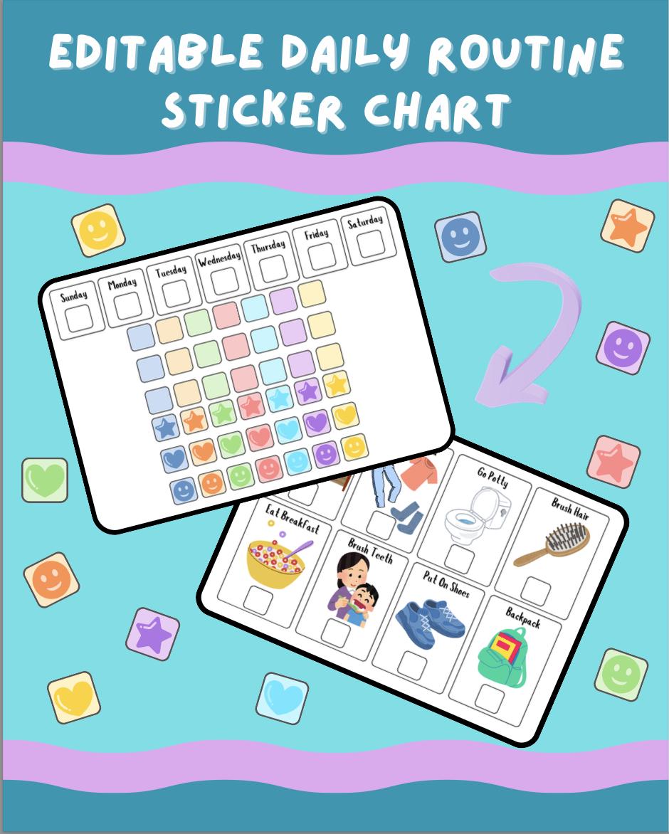 Editable Daily Routine Sticker Chart - Etsy Australia