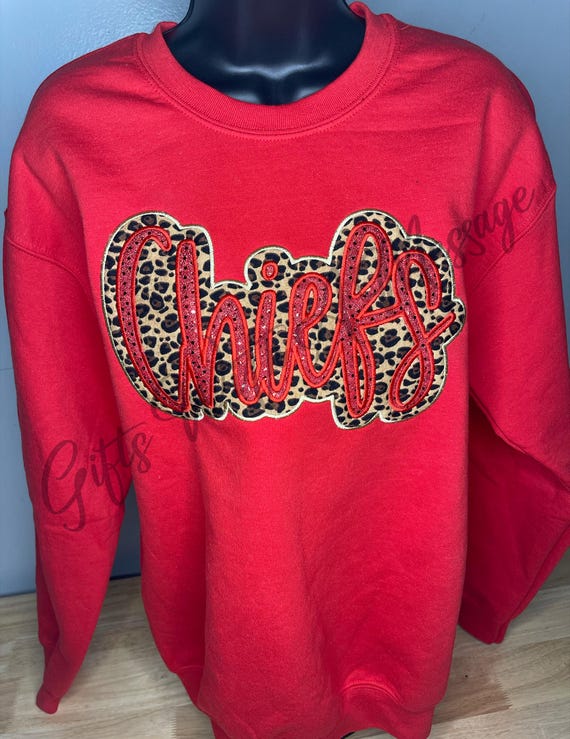 Embroidered Kansas City Football Sweatshirt, Double Appliqué