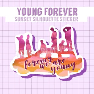 jonge voor altijd zonsondergang silhouet sticker