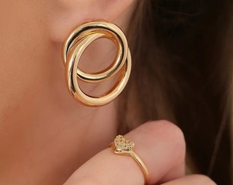 18k Gold Open Circle Earring | 18k Gold Filled | Minimalistic Earring | Geometric Earrings | Nickel Free | Hypoallergenic