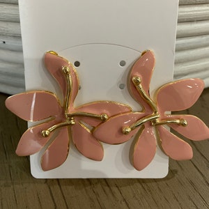 Lily Flower Shape Earring in Light Pink | Resin and Gold Platted