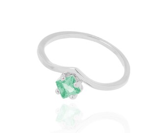 Silver Tourmaline Stone Ring, Filled in Rhodium, Stackable ring, Nickel Free Jewelry, Stone Ring