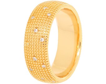 18K Gold Plated Ring with Micro-Zircon Details | Chunky Gold Ring | Ring for Women | Hypoallergenic | Gift for Her