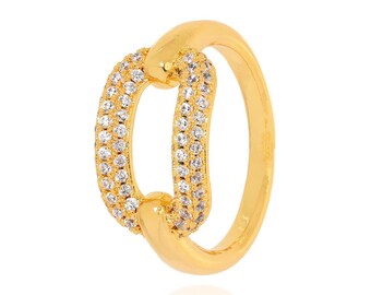 18k Gold Filled Ring with Micro-zircon Details | Nickel Free | Statement Ring | Ring for women | Gift for her