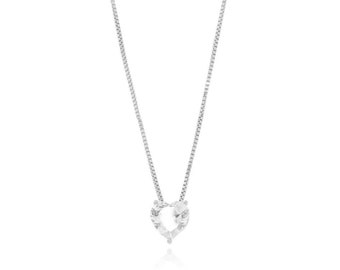 Silver Crystal Heart Pendant Necklace, Rhodium Plated, Hypoallergenic, Nickel Free, Crystal Pendant Necklace, Heart Pendant, Gift for Her