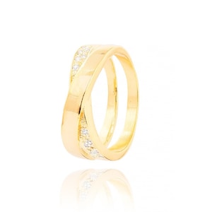 18k Gold Plated Double Band Ring | Statement Ring | Geometric Ring | Ring for women