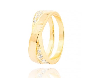 18k Gold Plated Double Band Ring | Statement Ring | Geometric Ring | Ring for women